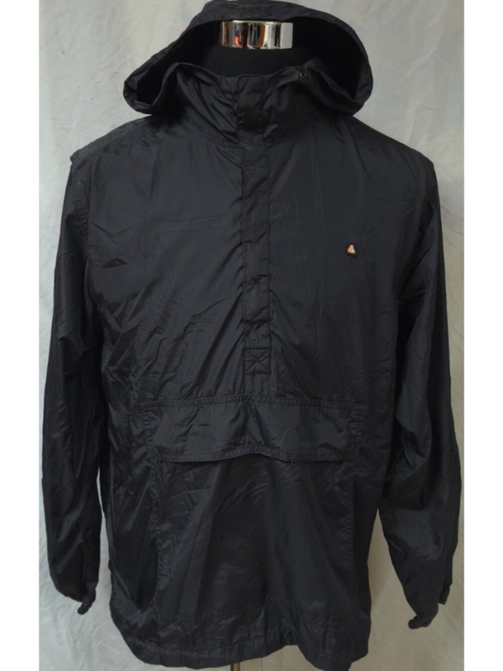 Old Navy Men (M) Black 1/4 Zip Hood Windbreaker Mesh Lined Anorak Surplus Jacket